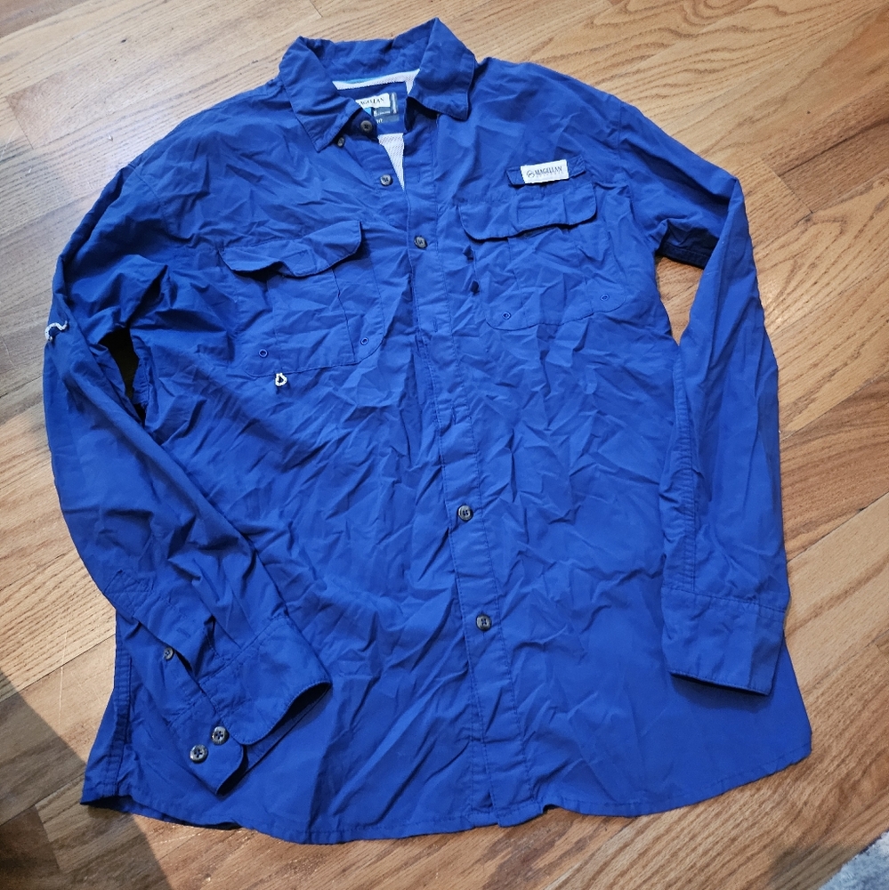 Magellan Fishing button-down, Relaxed fit shirt, Size Medium.